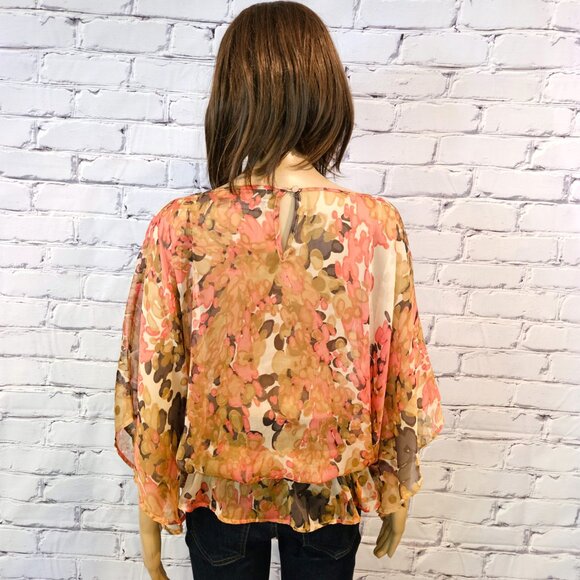 THE LIMITED, Pink floral patterned Boho poncho blouse - Picture 6 of 8